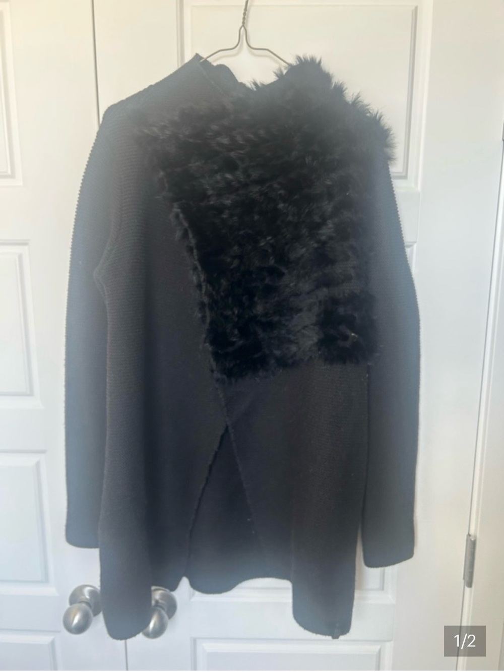 Rudsak Women's Black -Fur Trim Knit Coat